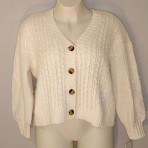 White Button Front Cardigan 1X Ady P NWT